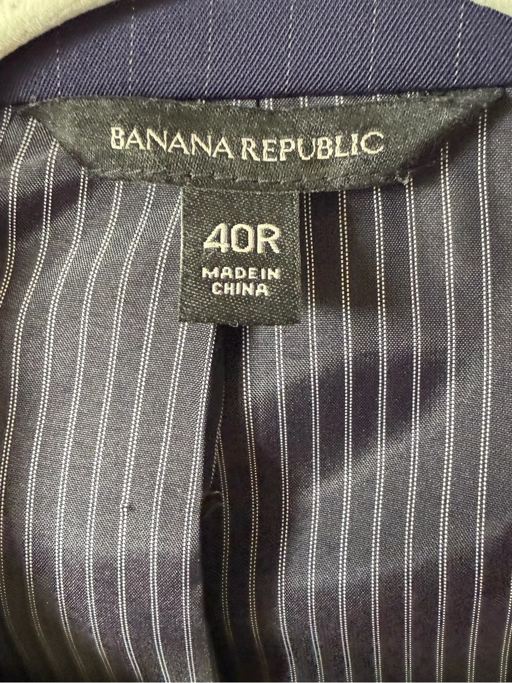 Banana Republic Italy 1836 Marzotto Super 130s Dark Navy Pinstripe Blazer 40 R